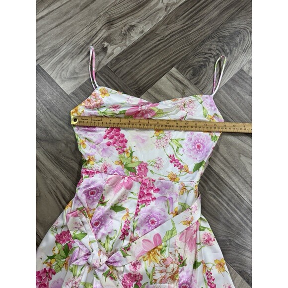 City Studio Juniors' Women's Ivory Floral Cowl Neck Self-Tie Dress Size 11/12 - Picture 6 of 14